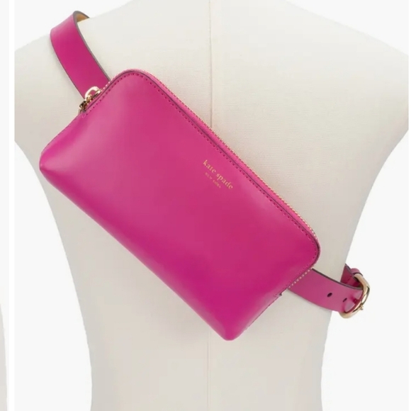 New Kate Spade New York Women's Zip Embossed Logo Pink Belt Bag L/XL $90! - Picture 7 of 9
